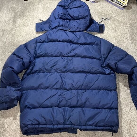 Vintage St Moritz Ski Team Down Feathers Insulated Hooded Parka Jacket XL Blue - Picture 7 of 13